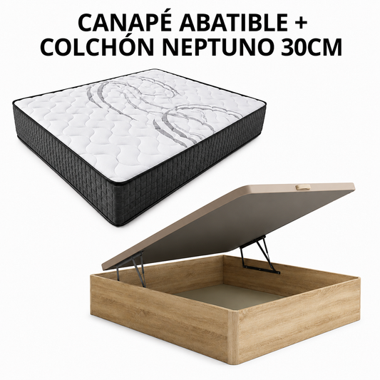 PACK CANAPÉ Y COLCHÓN NEPTUNO 30 cm VISCO + ALMOHADA + CUBRE COLCHON