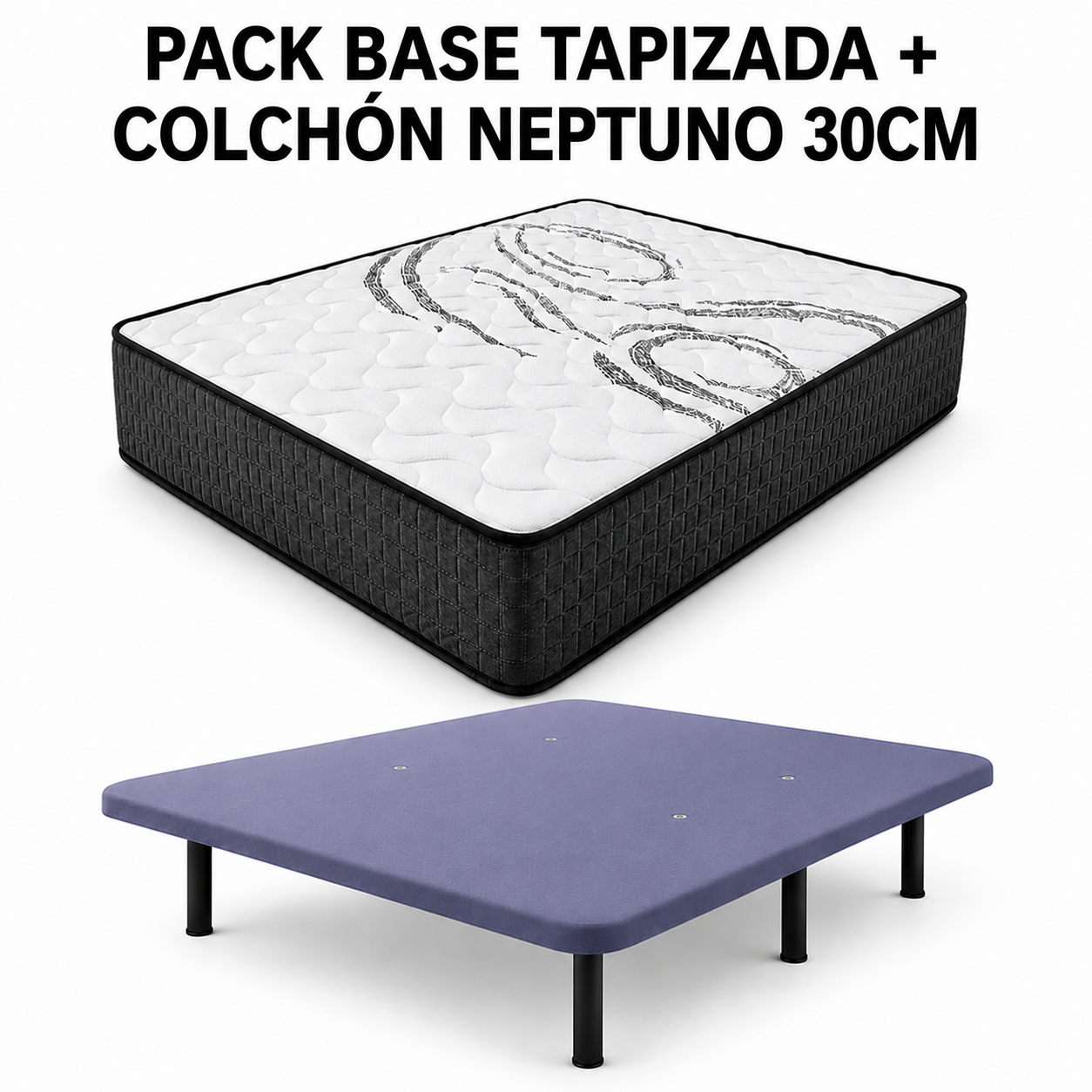 PACK BASE TAPIZADA Y COLCHÓN NEPTUNO