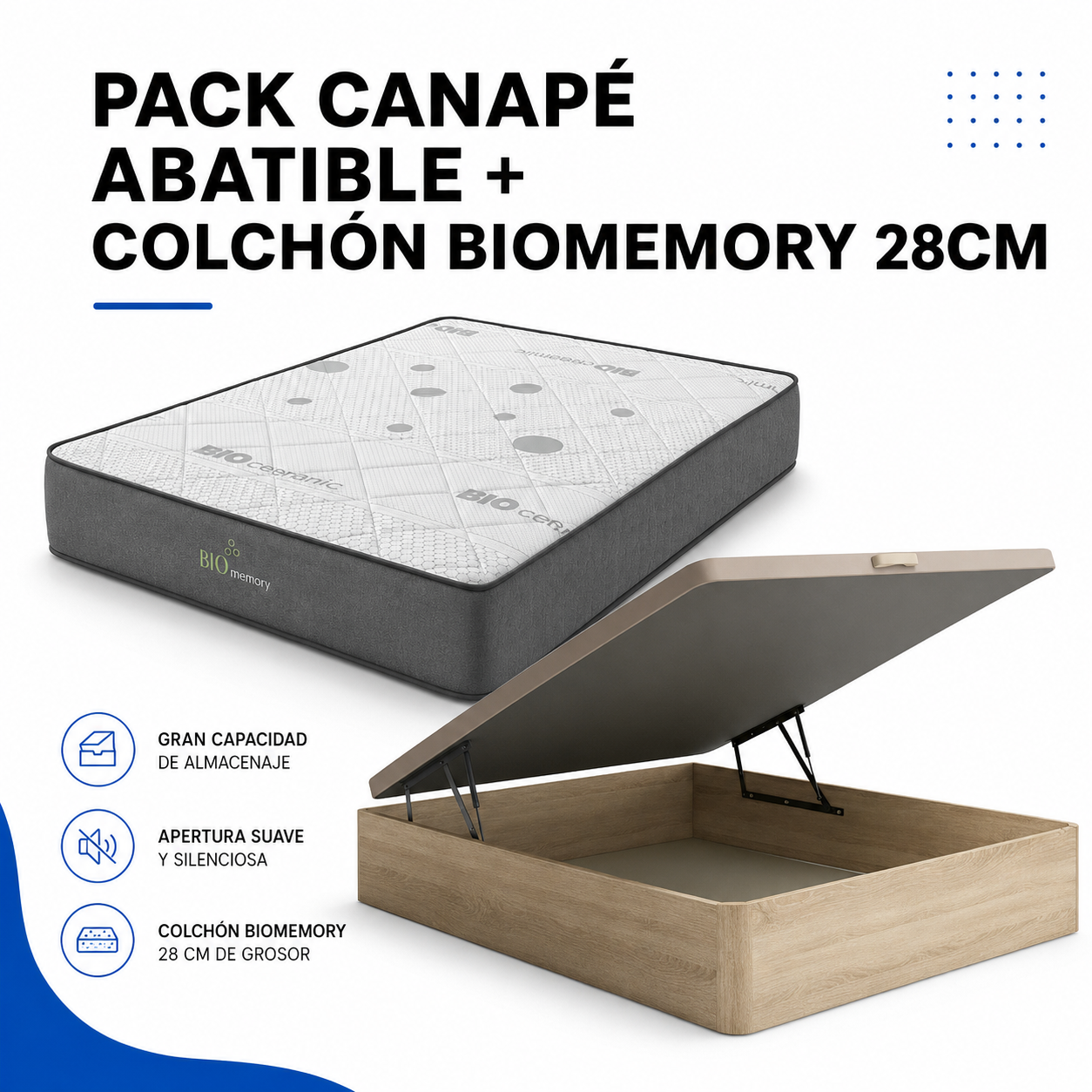 PACK CANAPÉ Y COLCHÓN BIOMEMORY 28CM