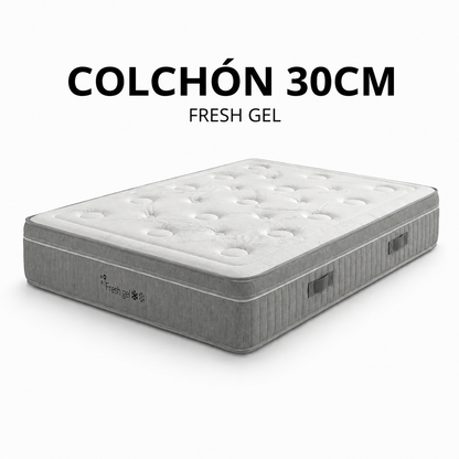 PACK BASE TAPIZADA Y COLCHÓN FRESH GEL