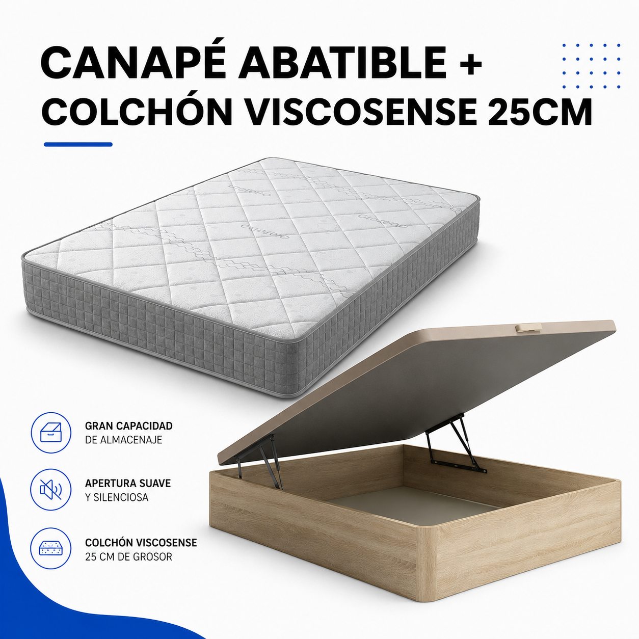 PACK CANAPÉ Y COLCHÓN VISCOSENSE 25CM