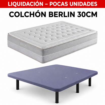 PACK BASE TAPIZADA Y COLCHÓN BERLIN