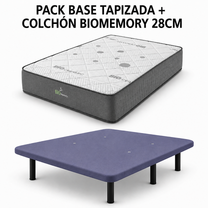 PACK BASE TAPIZADA Y COLCHÓN BIOMEMORY