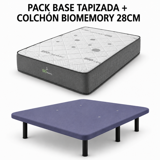 PACK BASE TAPIZADA Y COLCHÓN BIOMEMORY