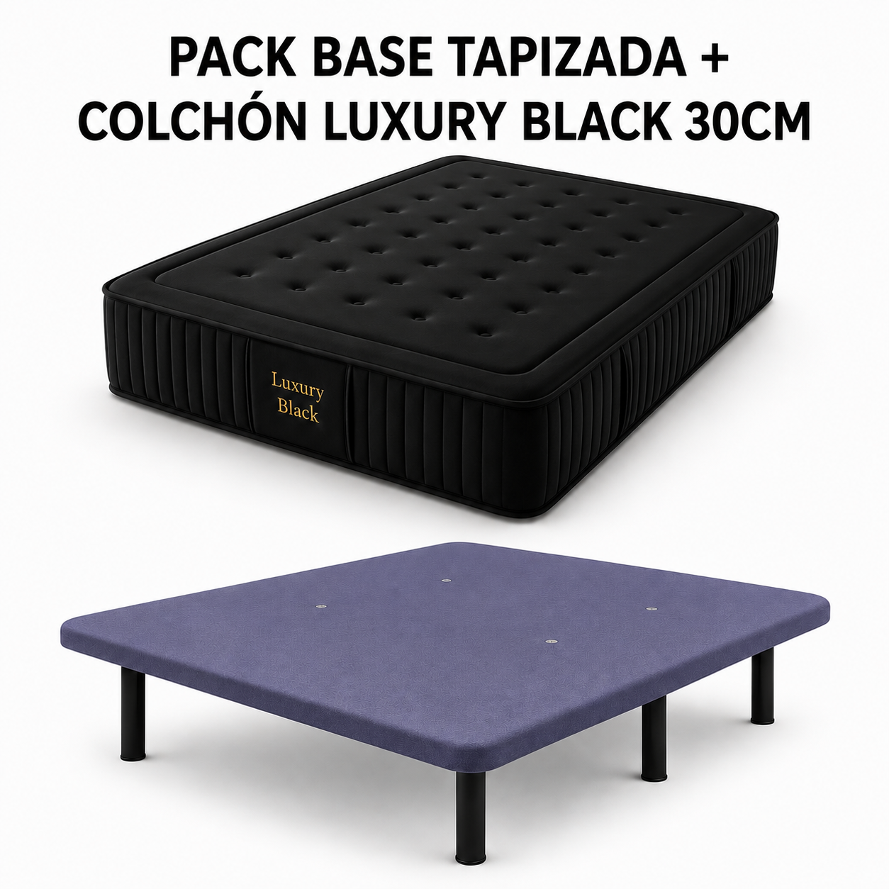 PACK BASE TAPIZADA Y COLCHÓN BLACK