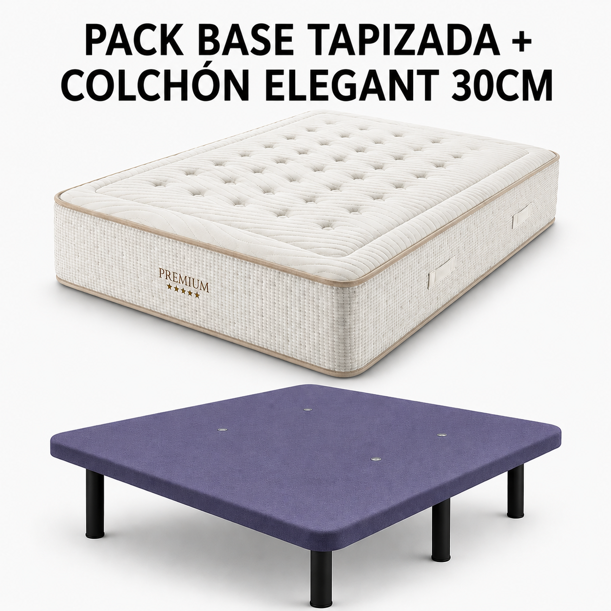 PACK BASE TAPIZADA  Y COLCHÓN ELEGANT