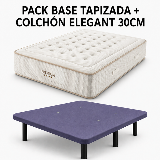 PACK BASE TAPIZADA  Y COLCHÓN ELEGANT