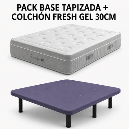 PACK BASE TAPIZADA Y COLCHÓN FRESH GEL
